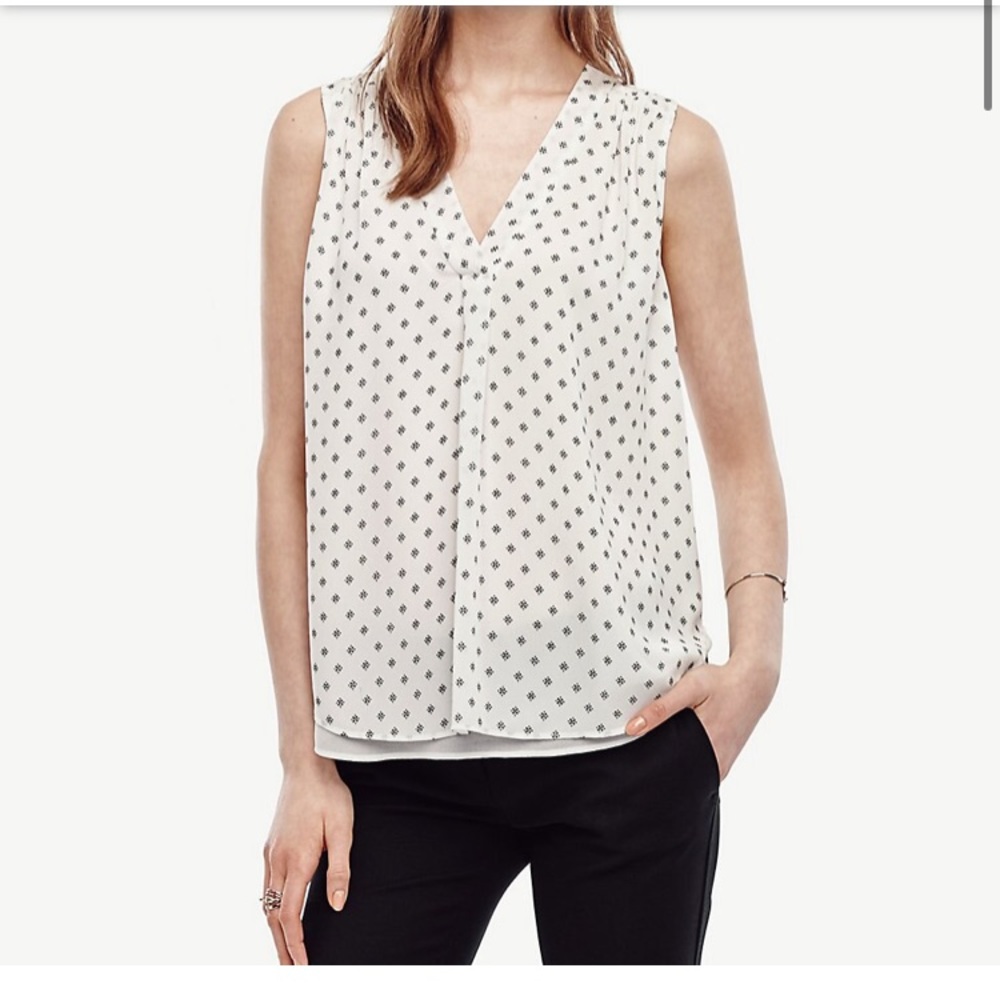 Ann Taylor Mosaic Shirred Shell Top - Picture 2 of 8